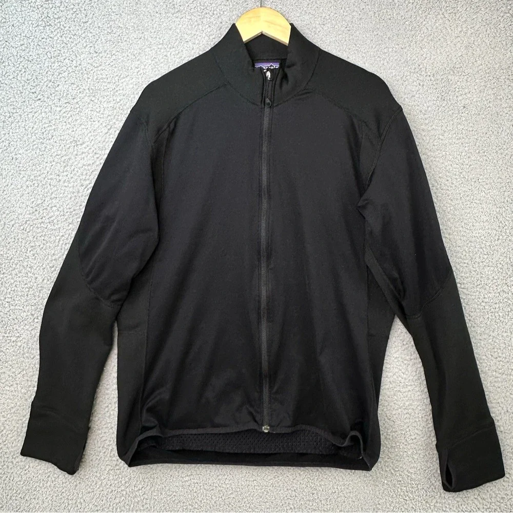 VTG Patagonia Mens XL Black Full Zip Cycling Track Jacket 24320 Made In The USA